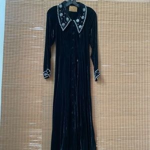 Double D Ranch Wear Vintage XS A-line Long Black Rayon Velvet Dress